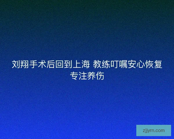 刘翔手术后回到上海 教练叮嘱安心恢复专注养伤